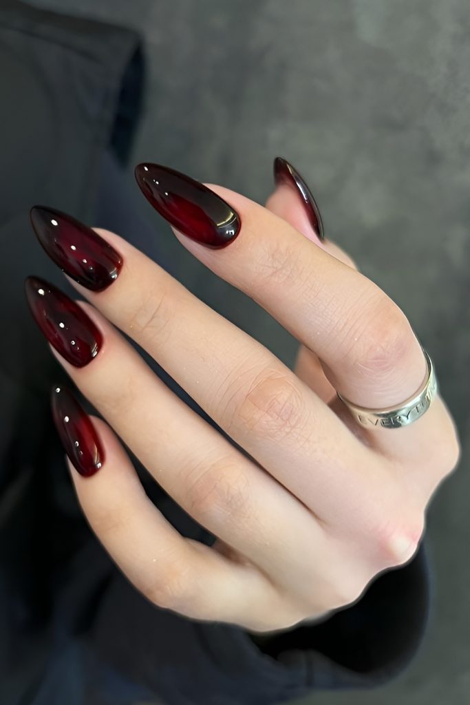 Cute Vampire Inspired Nails in Red and Black