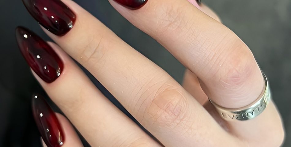 Cute Vampire Inspired Nails in Red and Black