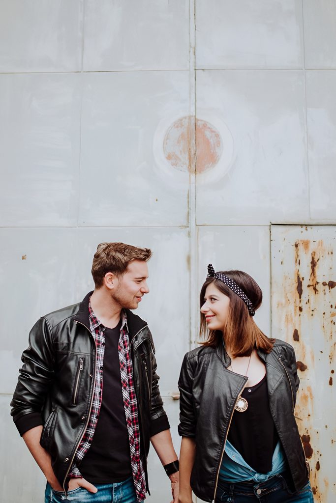 Dark Jeans and Leather Jackets for an Edgy Couple Look
