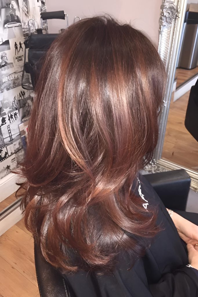 Dark Roast Coffee Brunette with Golden Highlights
