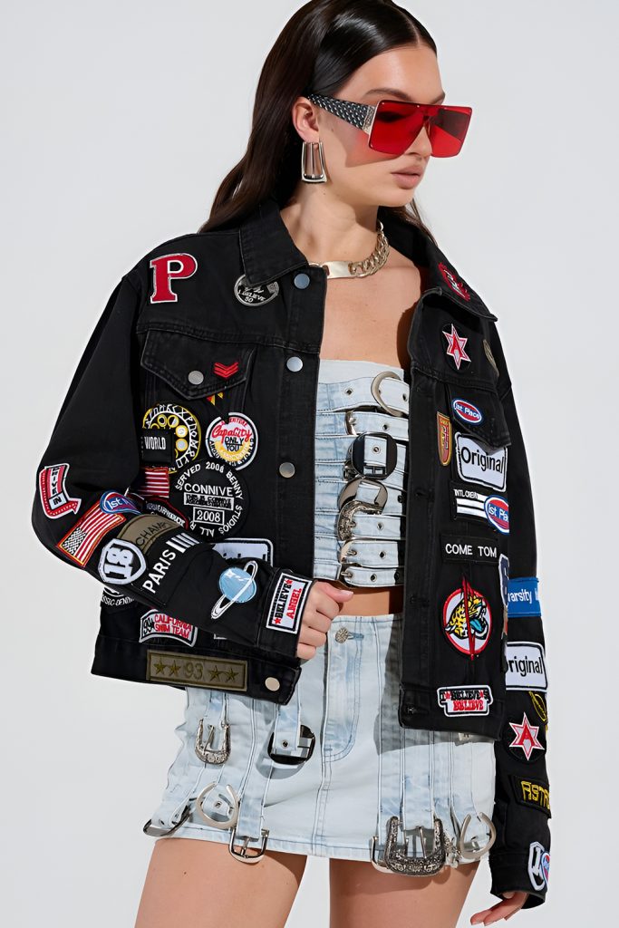 Denim Battle Jackets with Patches and Pins
