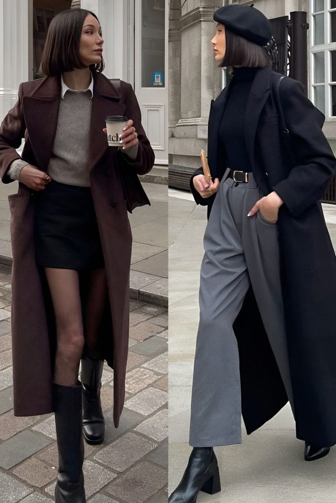 Double Breasted Coats Over Streamlined Office Basics