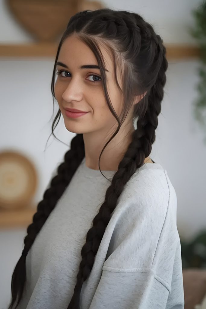 Double Dutch Braids for Sporty, Trendy Style