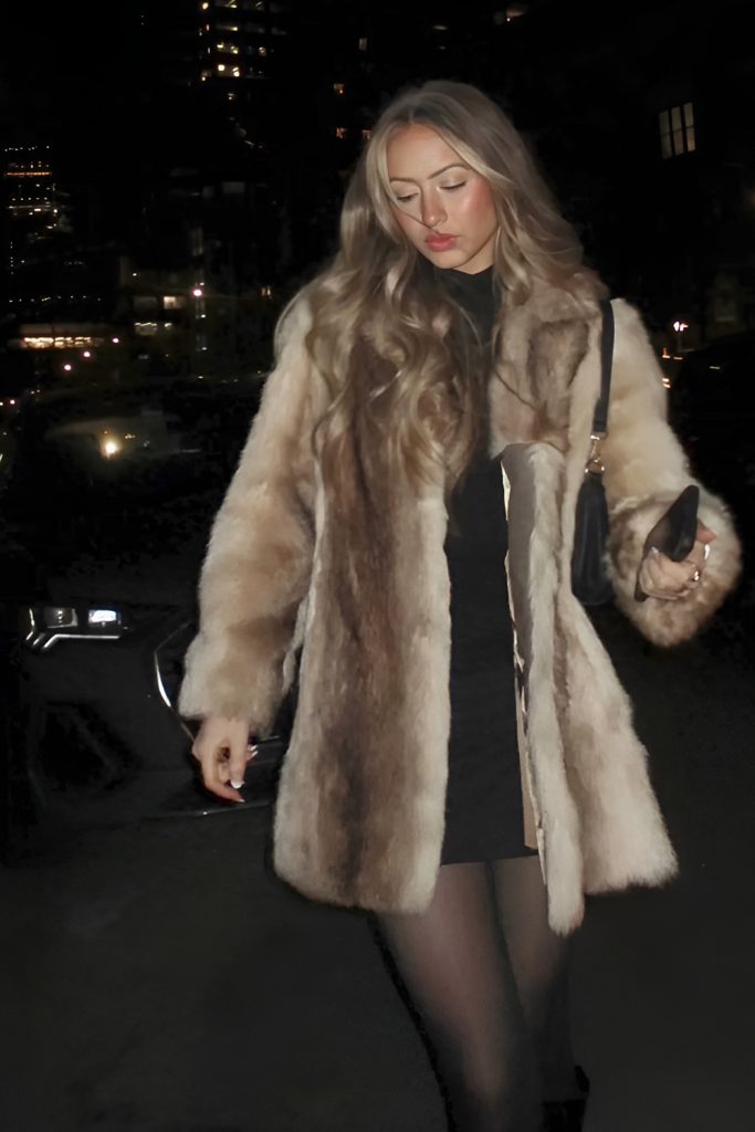 Faux Fur Trimmed Mini Dress for Vintage Glam