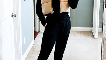 Fleece Joggers with Cropped Puffer Vest