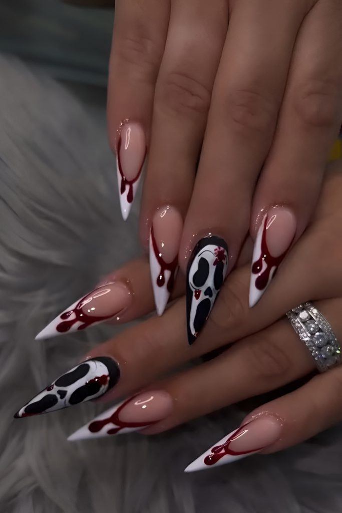 Ghost Face Peek a Boo Nails on Matte Base