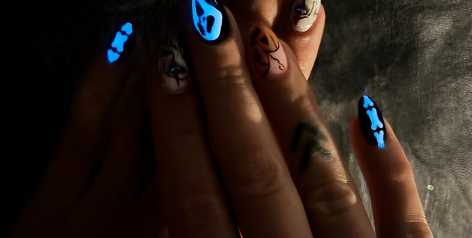 Glow in the Dark Ghostly Nail Art