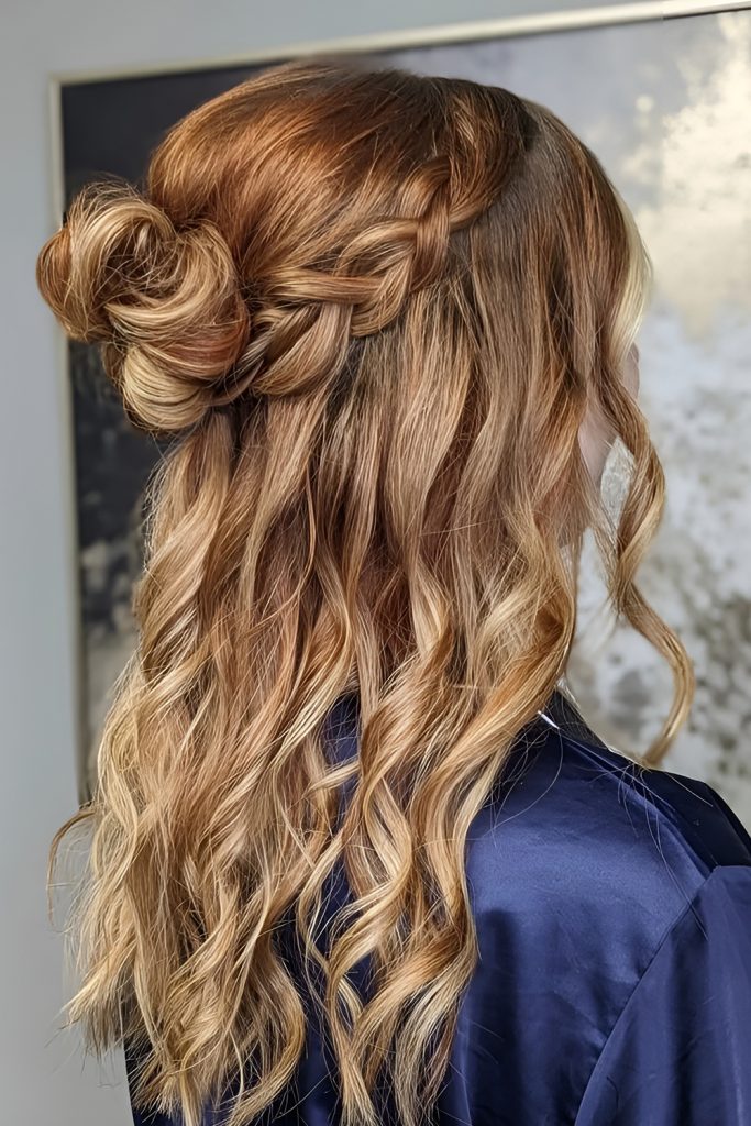 Half Up Braided Bun for Extra Volume
