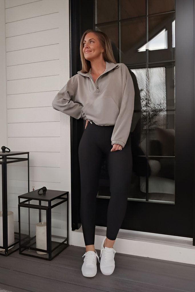 Half Zip Fleece Pullover with Performance Leggings