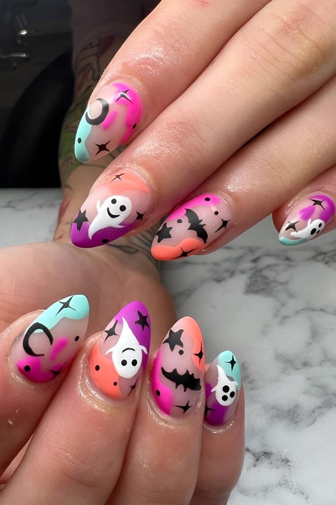 Halloween Candy Inspired Nail Art Using Pastel Colors