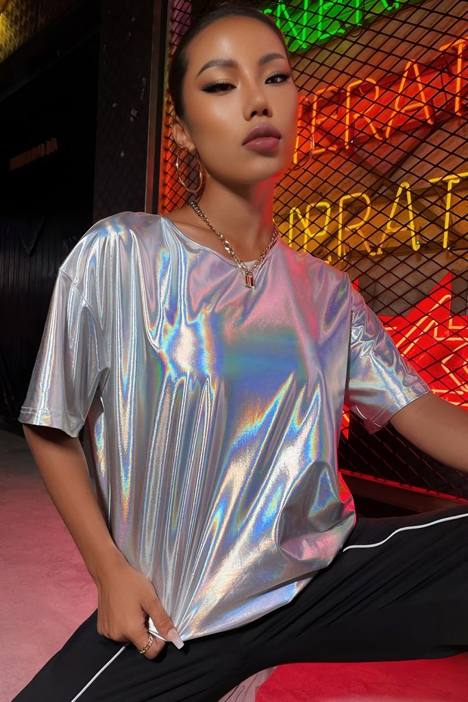 Holographic Crop Tops and High Waist Bottoms