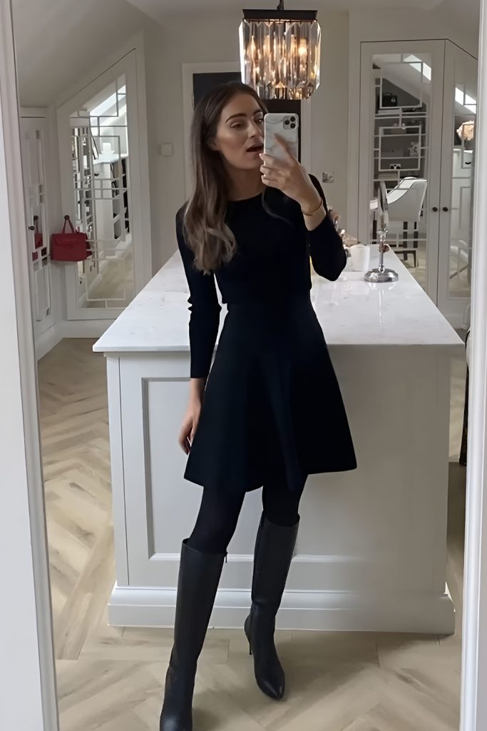 Knee high Boots with Midi Dresses and Coats