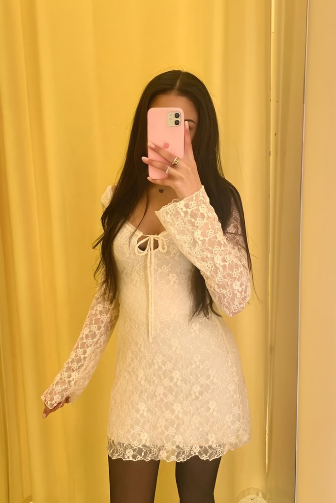Lace Up Dress with Dramatic Bell Sleeves