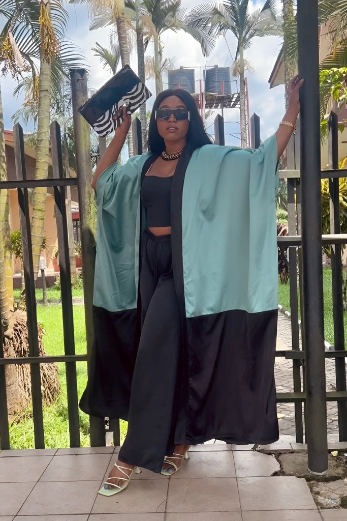 Long Chiffon Kimono Piled Over Dark Slip Dress
