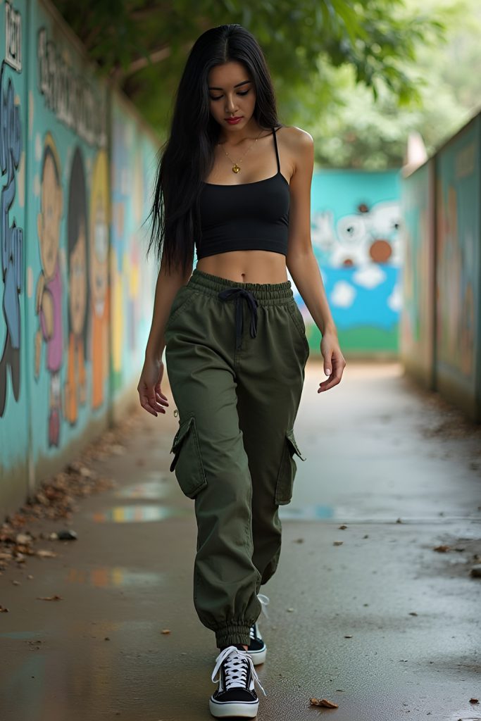 Loose Cargo Pants and Festival Crop Tops