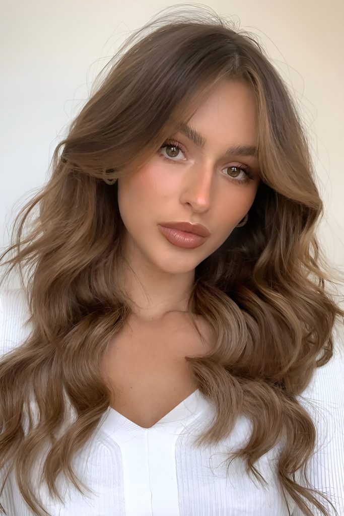 Loose Waves with Curtain Bangs