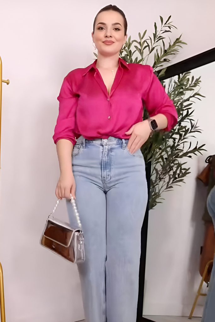 Luxe Jeans and Satin Blouse for Casual Chic