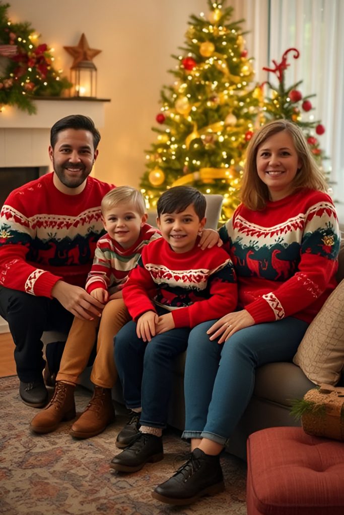Matching Red Sweaters That Add Holiday Cheer to Photos