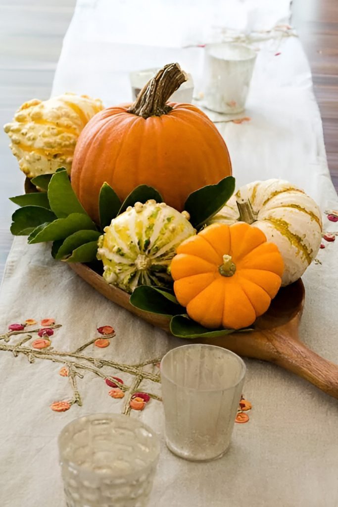 Mini Gourd Arrangements Scattered for Whimsical Fall