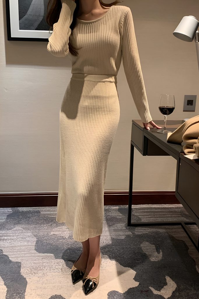 One Color Knit Sets That Balance Comfort and Refinement