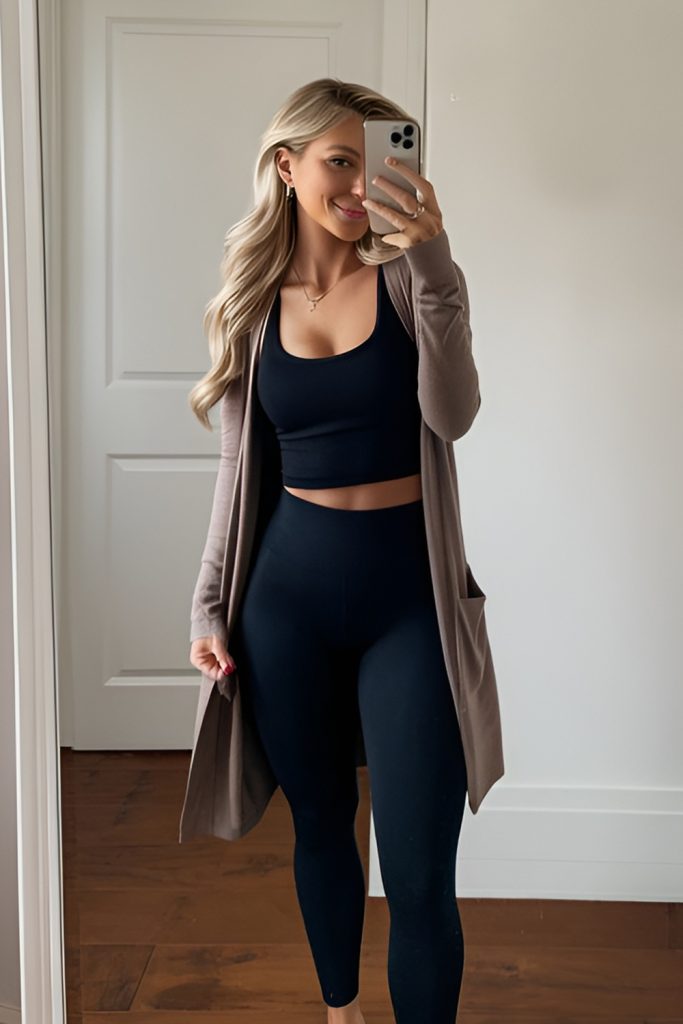 Oversized Cardigan over a Ribbed Set