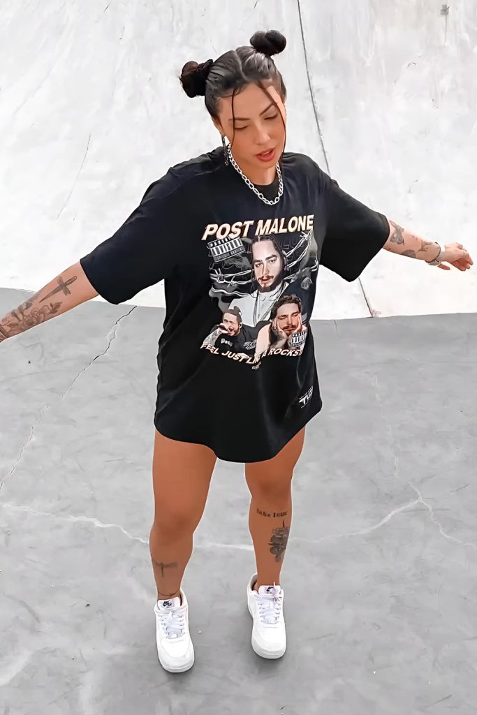 Oversized Graphic Tees with Statement Sneakers