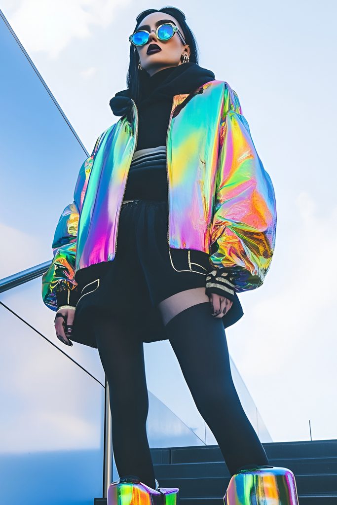 Oversized Rave Jackets with Reflective Details