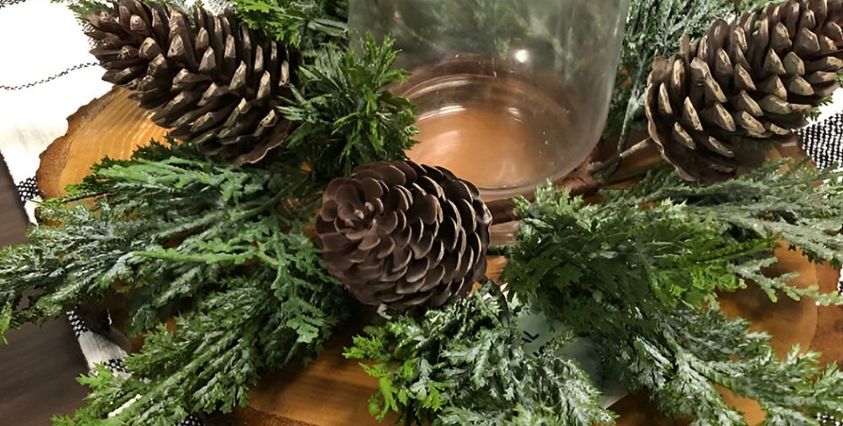 Pinecones and Acorns Gathered Outside for Natural Table Centerpiece