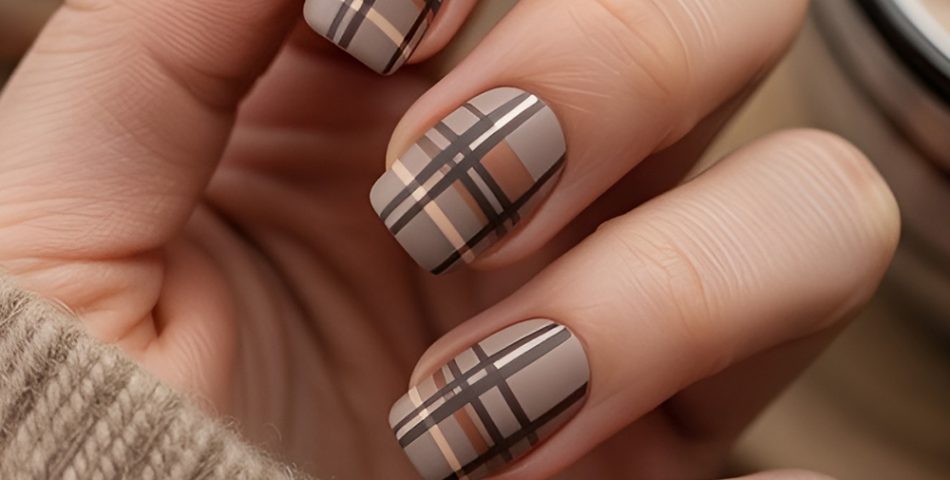 Plaid Nail Art Inspired by Cozy Thanksgiving Outfits