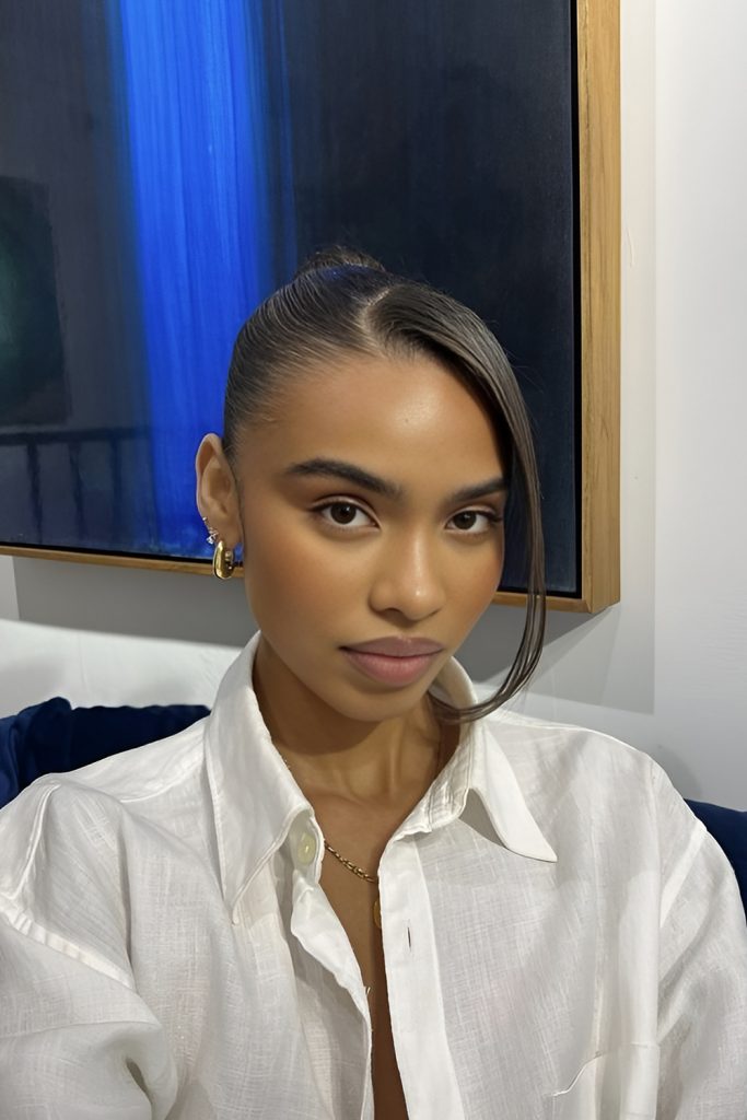 Professional and Formal Low Bun Silk Press Style