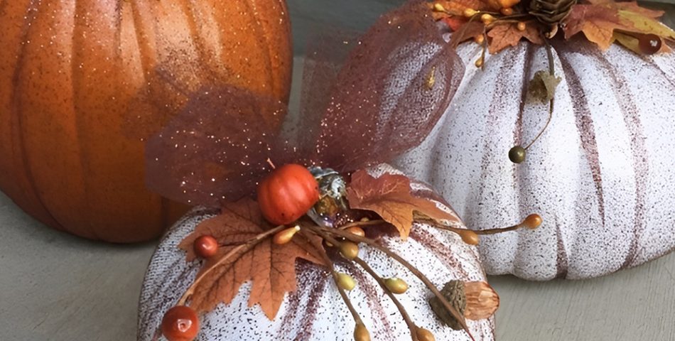 Pumpkin Arrangements Accentuated with Paint or Glitter Details
