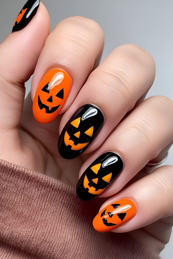 Pumpkin Patch Inspired Orange Nail Designs