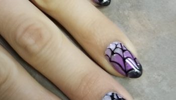 Purple Ombre Nails with Spiderweb Accents