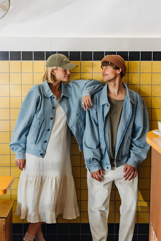 Relaxed Layers of Denim Jackets and Knit Beanies