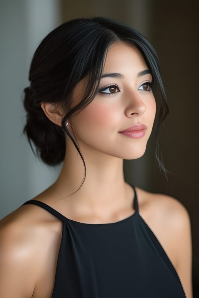 Romantic Low Chignon with Soft Face Framing Layers