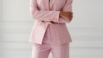 Rose Colored Power Suit with Silver Accents