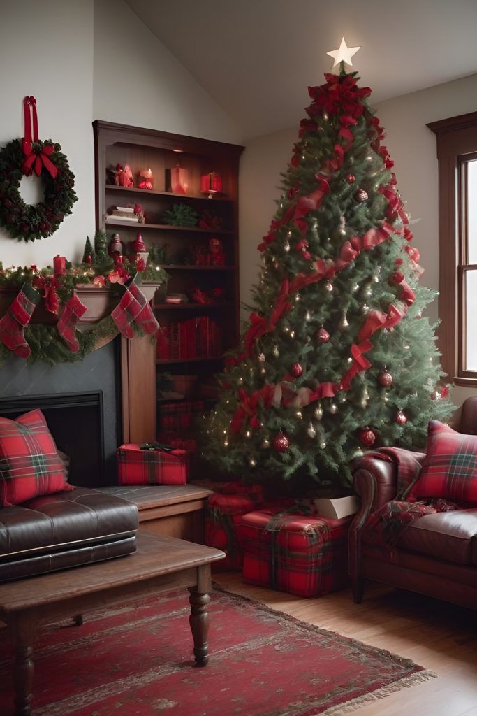 Rustic Style With Red Plaid and Wood Accents
