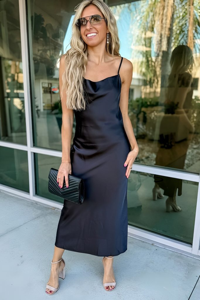 Satin Slip Dress with Minimalist Accessories
