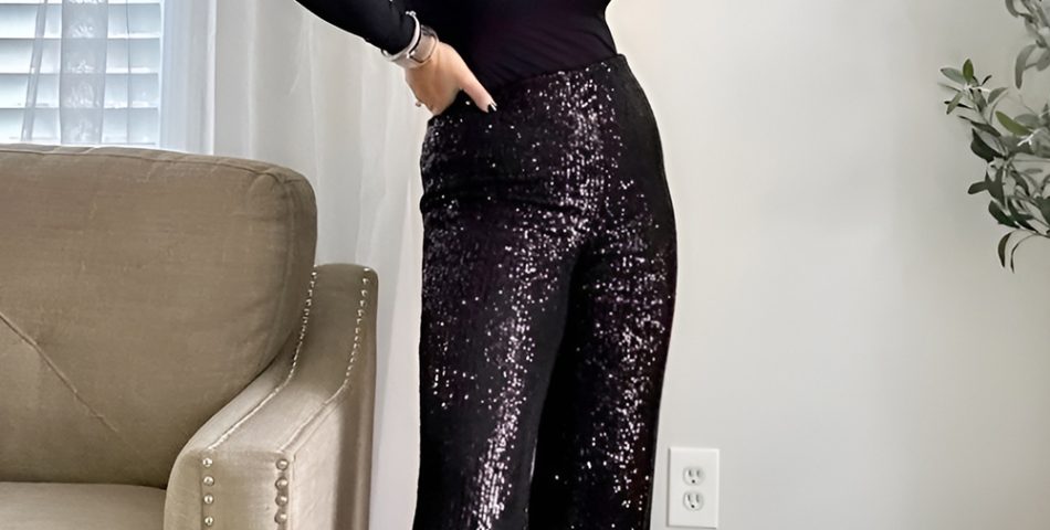 Sequin Wide Leg Pants with Fitted Bodysuit