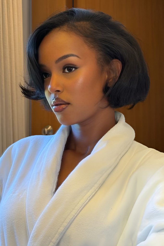 Shoulder Length Silk Press Bob That Mixes Practical