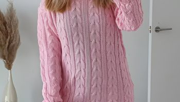 Soft Pink Knit Dress with Over the Knee Boots