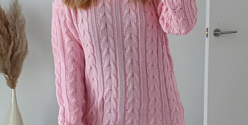 Soft Pink Knit Dress with Over the Knee Boots