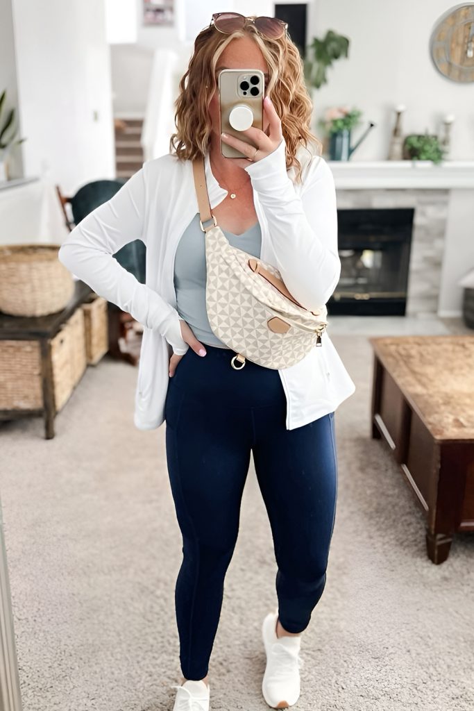 Softshell Jacket with Layered Tanks and Leggings