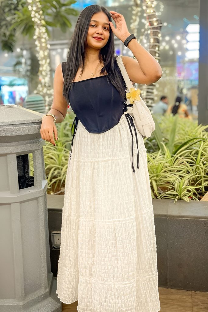 Tiered Maxi Skirt with Cropped Corset Top