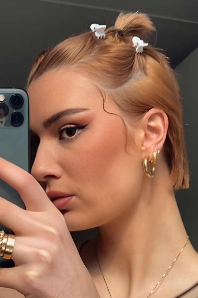 Tousled Pixie with Metallic Hair Accessories