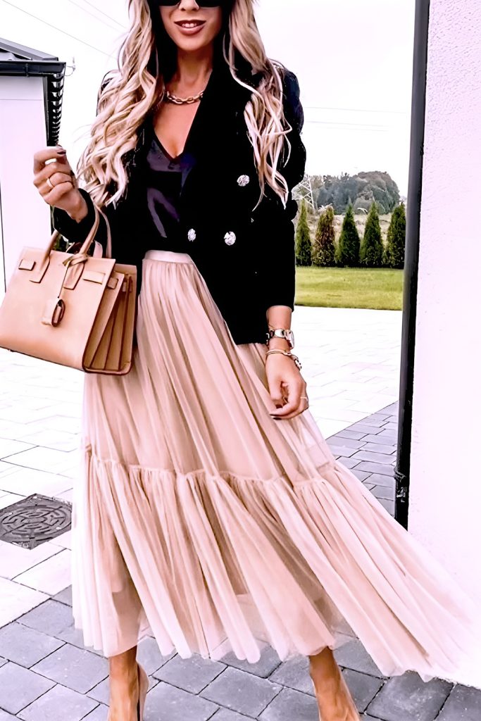 Tulle Skirt with Sleek Bodysuit for Whimsy