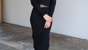 Turtleneck Midi Dress with Statement Earrings