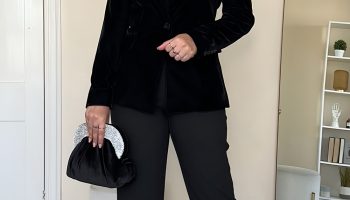 Velvet Blazer with Tailored Trousers