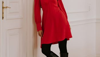 Velvet Mini Dress with Over the Knee Boots
