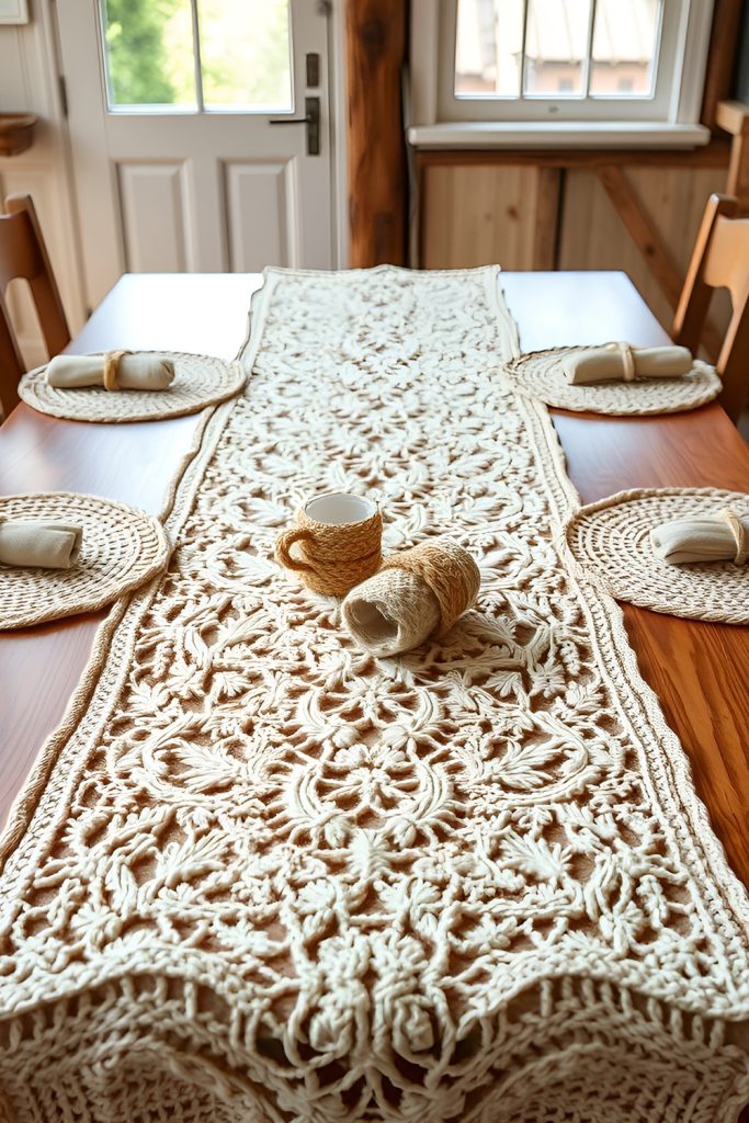 Warm Knitted or Linen Tablecloths That Bring Texture and Warmth